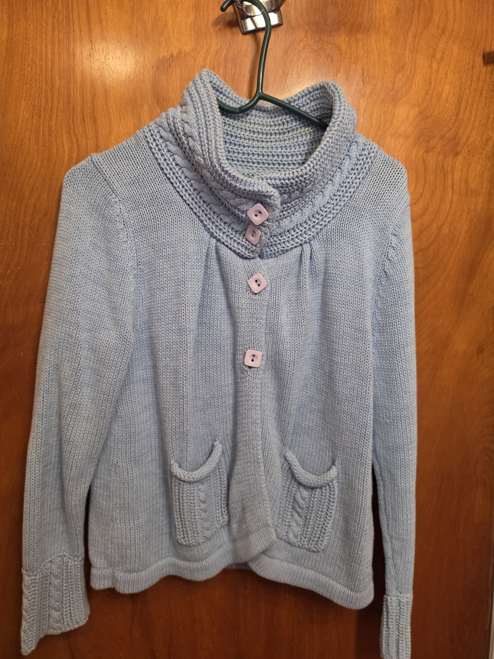 Vintage Cozy Light Blue Women's Button-Up Knit Sweater